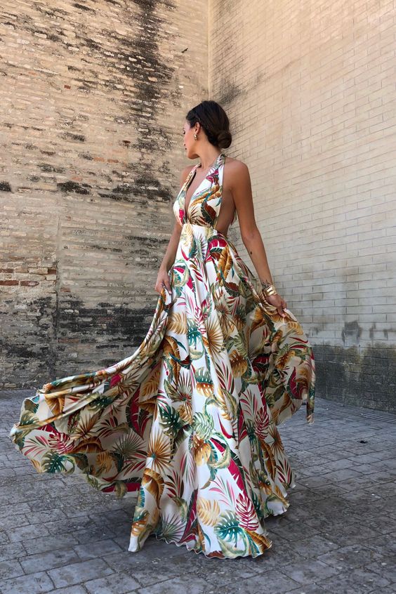 Sexy ärmelloses Neckholder-Kleid mit offenem Rücken