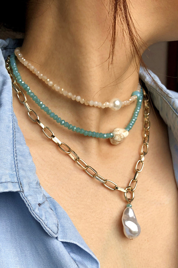Crystal Beaded Layered Necklace