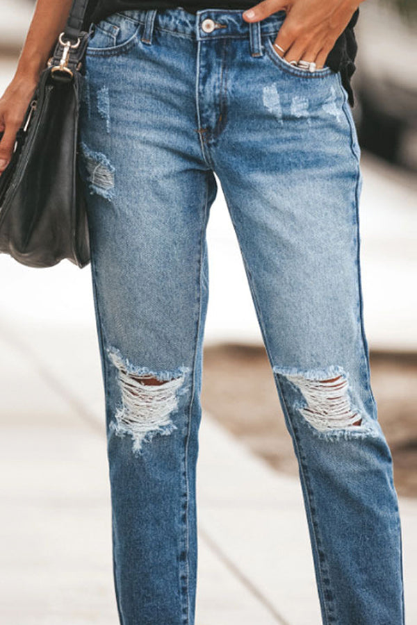 Denim Distressed Pants