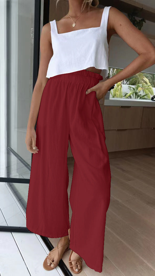 Sommerhose mit hoher Taille und weitem Bein