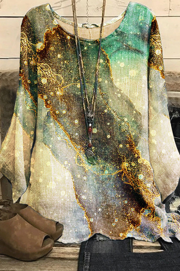 Textured Sunshine Crew Neck Women's Top Long Sleeve T-Shirt