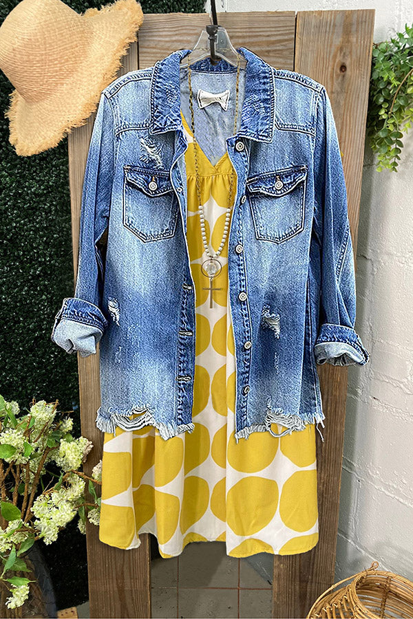 Polka Dot V-neck Pleated Dress