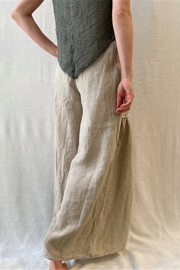 Cotton Linen Loose Wide Leg Pants