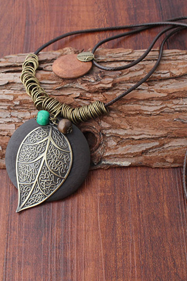Leaf Beaded Alloy Necklace