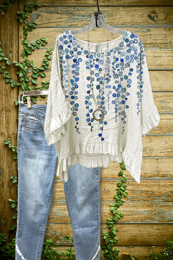Casual Printed Ruffled Crinkled Blouse