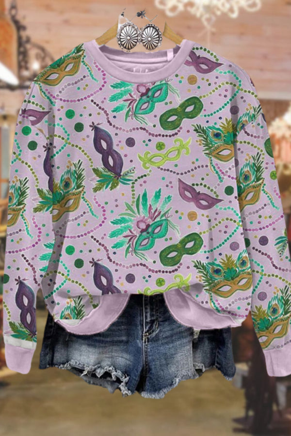 Mardi Gras Print Casual Sweatshirt