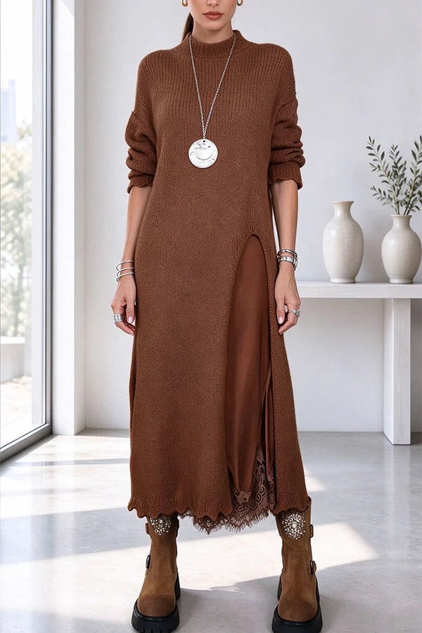 Clara Split-Hem Knit & Lace Set