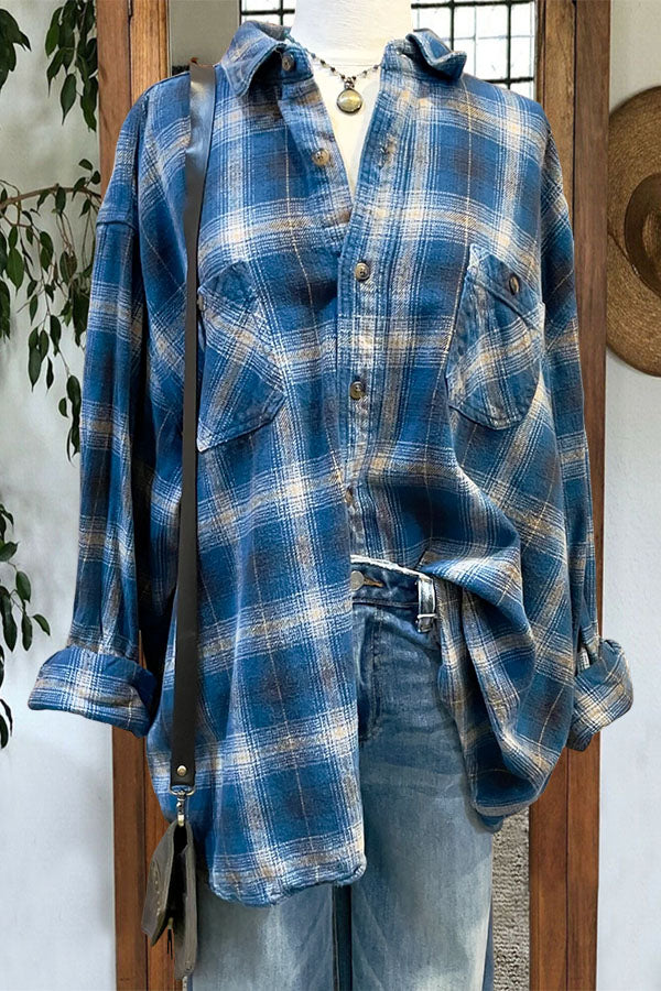 Casual Plaid Print Top