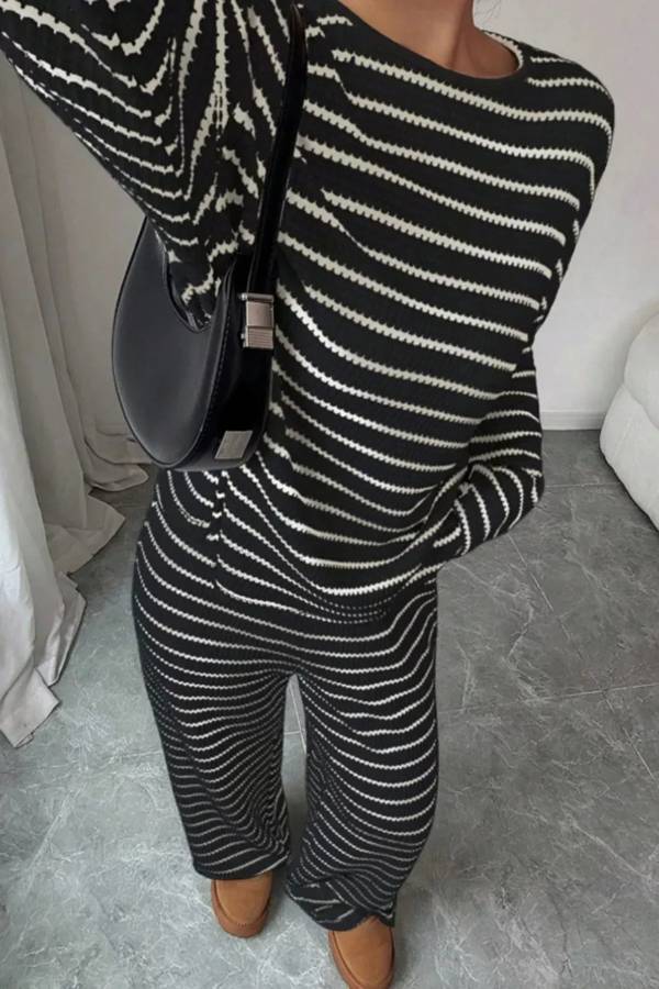 Striped Relaxed Fit Top and Pants Set