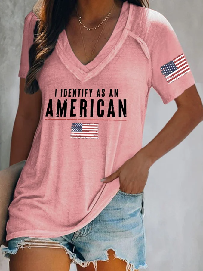 Women's I Identify As An American Print T-Shirt