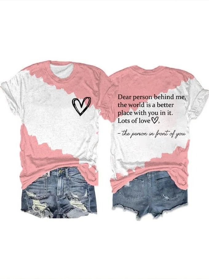 Women's Faith Dear Person Behind Me Cross Contrast Print T-Shirt