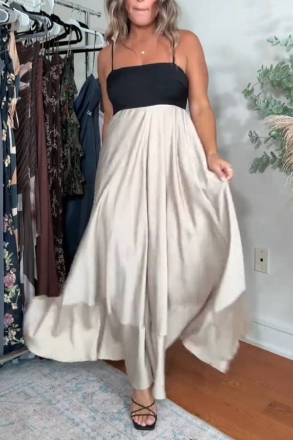 Color-Block Sleeveless Maxi Dress