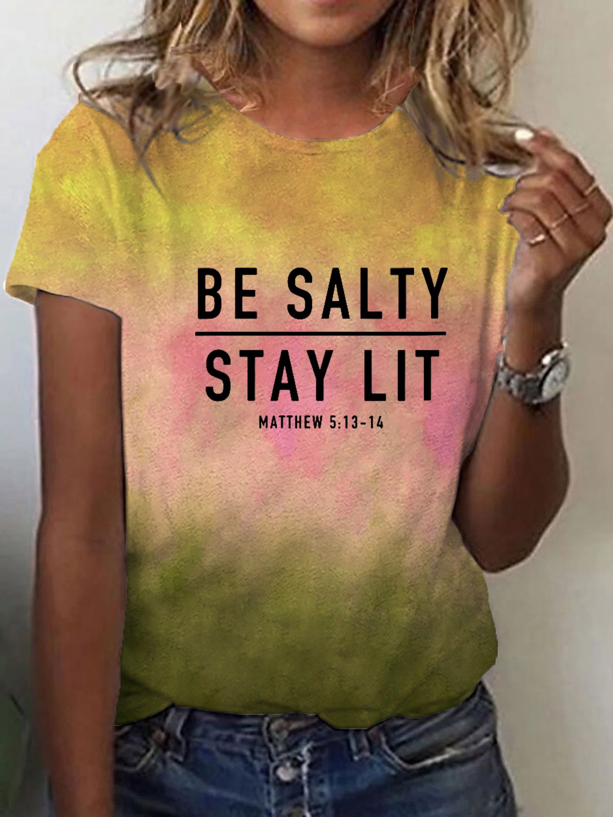 Women's Be Salty And Stay Lit Printed T-Shirt