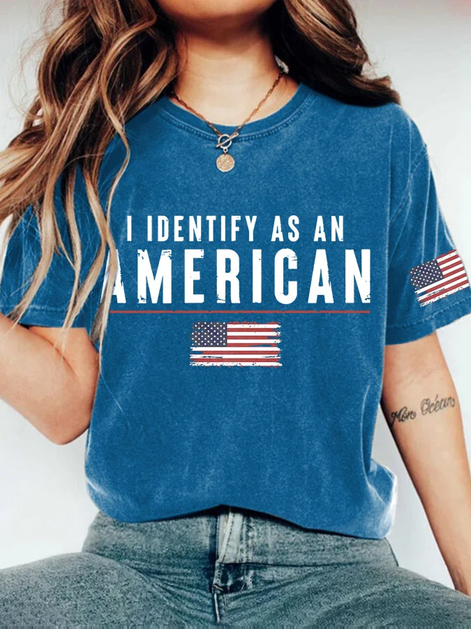 Women's I Identify As An American Print Casual T-shirt