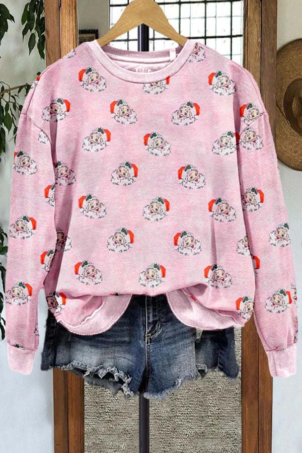 Jolly Pink Santa Contrasting Sweatshirt