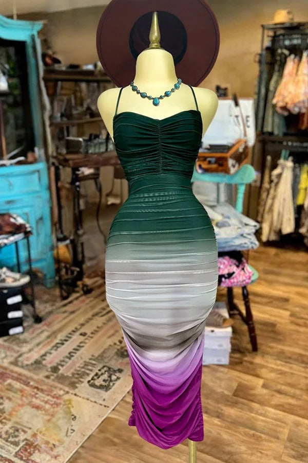 Sexy Gradient Pleated Dress