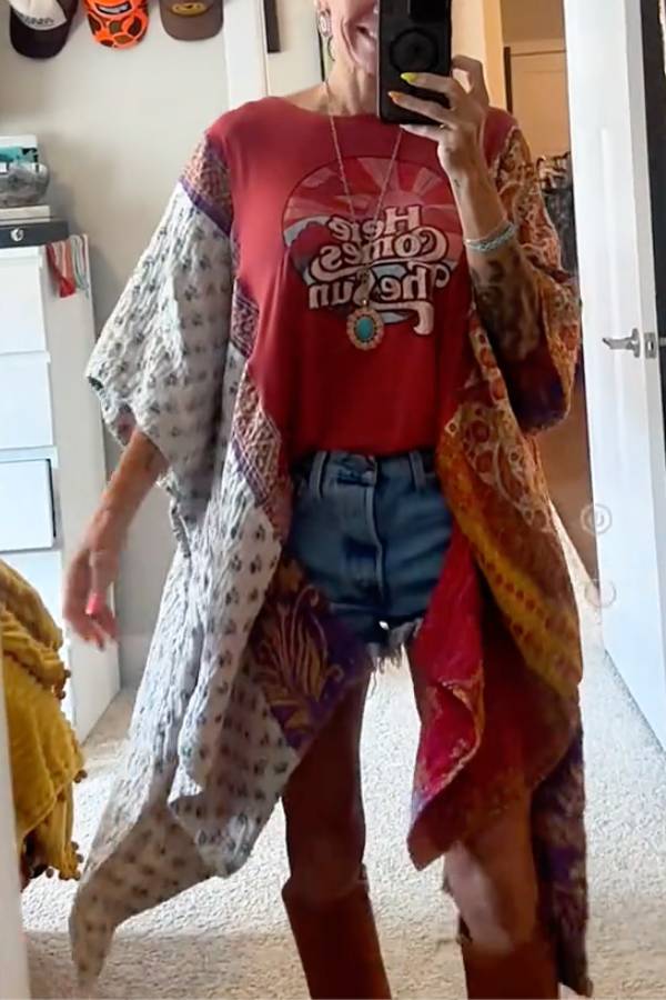 Here Comes The Sun Patchwork Kimono Top