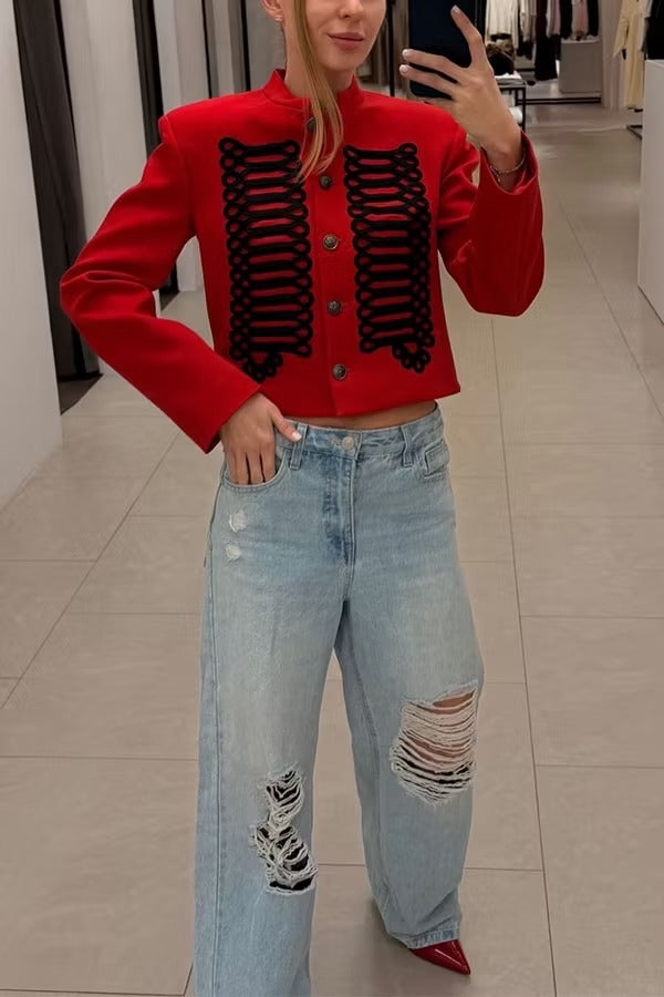 Aura Regal Military Corded Crop Jacket