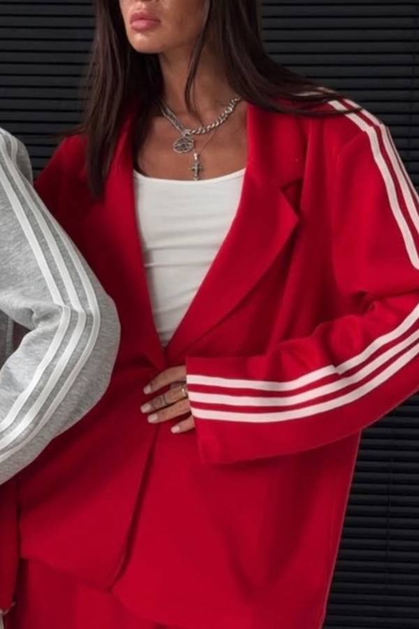 American Stripe Casual Blazer Two-Piece Set