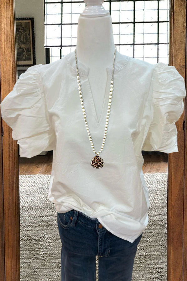 Basic Puff Sleeve Blouse