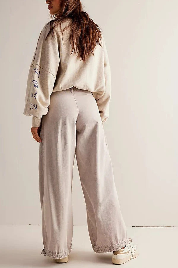 We The Free Denim Mid Rise Pocket Knotted Ankle Hem Lotus Balloon Jeans