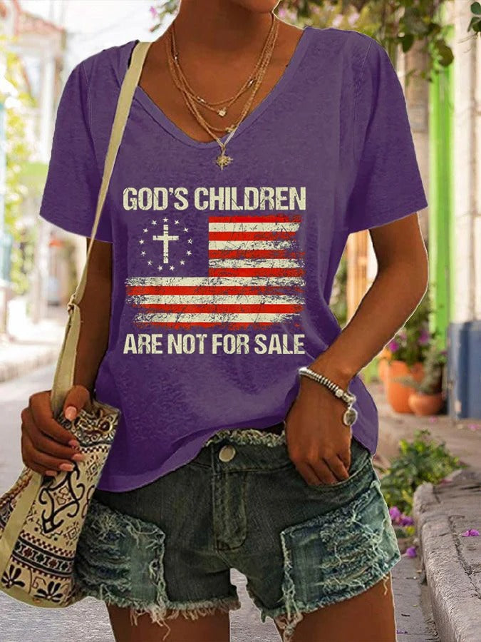 Women's God'S Children Are Not For Sale Print Short Sleeve T-Shirt