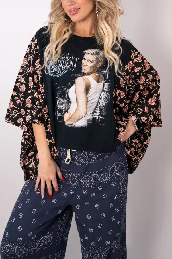 Carrie Pickler Printed Bat Sleeve T-Shirt