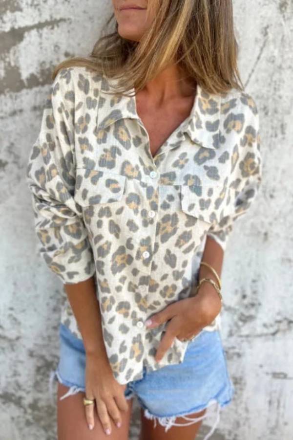 Elegant printed long-sleeve shirt