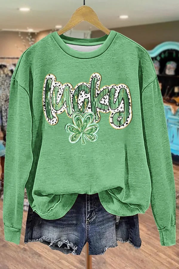 Lucky Shamrock Print St.Patrick's Day Sweatshirt