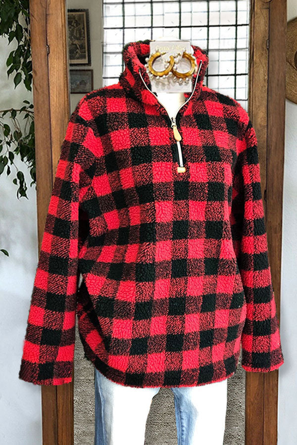 Plaid Plush Casual Top