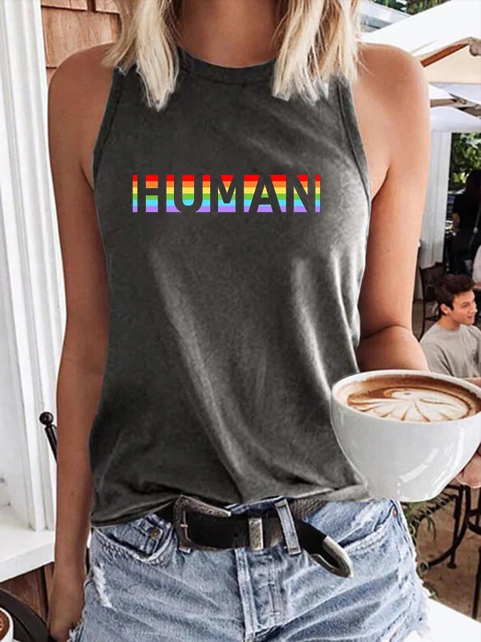 Women's Human LGBT Print Tank Top 5 评价