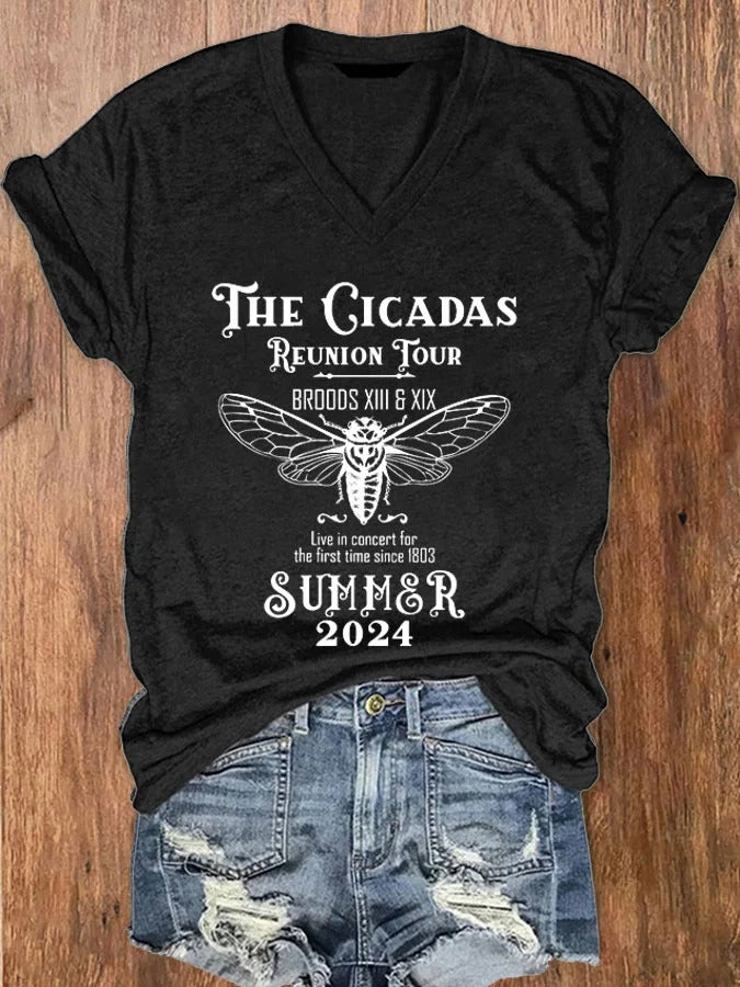 Women's The Cicadas Reunion Tour Print V-Neck T-Shirt