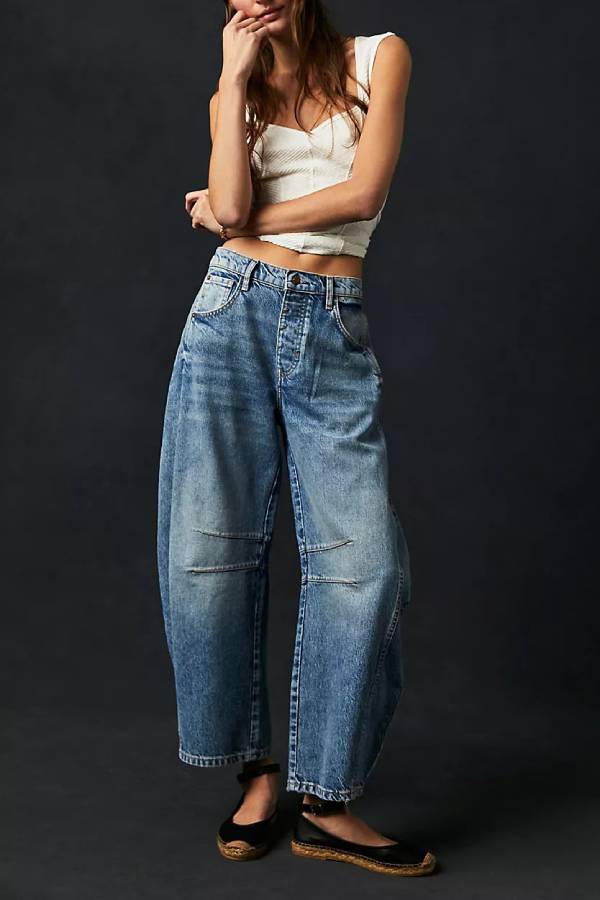 Multi-Color Vintage Patchwork Balloon Wide Leg Jeans