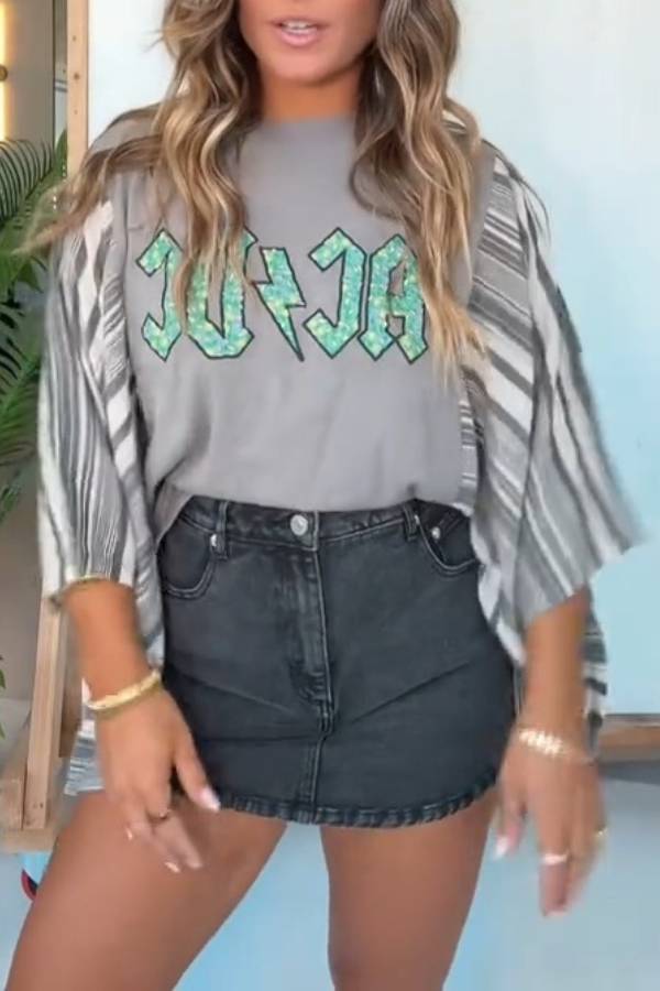 AC/DC Stripe Kimono Tee