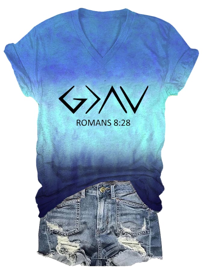 Women's God is Greater Than the Highs and Low Print Casual T-Shirt