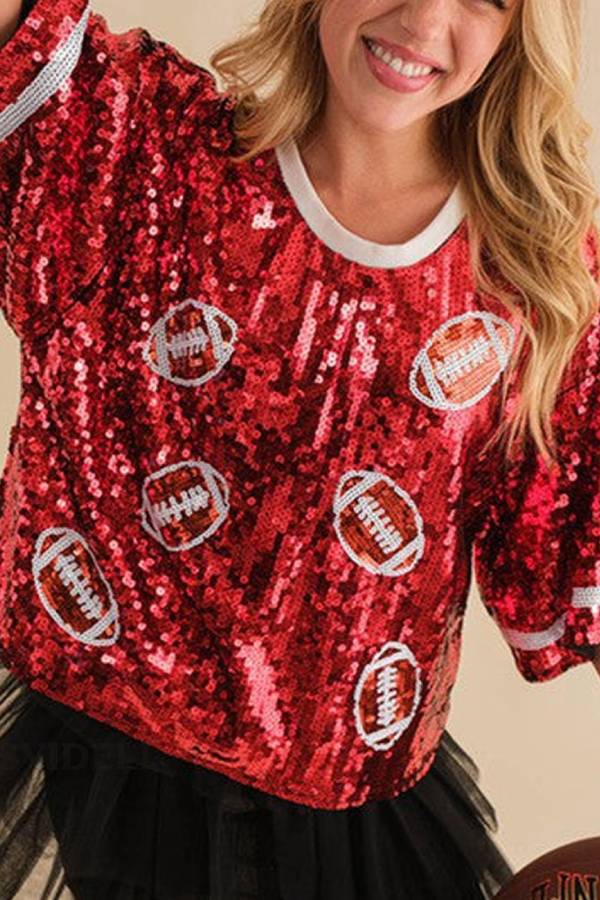 Football Sequin Loose Top