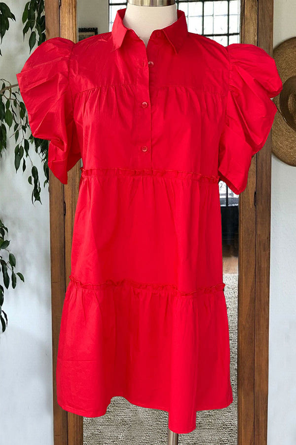 Stylish Gigot Sleeve Cotton Dress