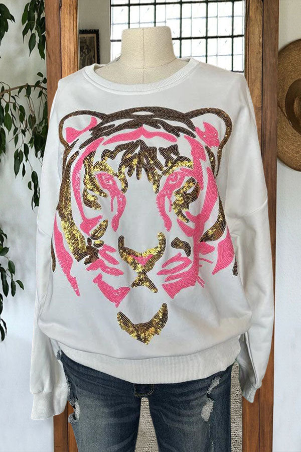 Comfy Sequin Tiger Sweatshirt