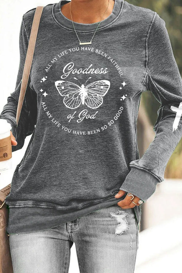 Women's Goodness Of God Butterfly Casual Sweatshirt