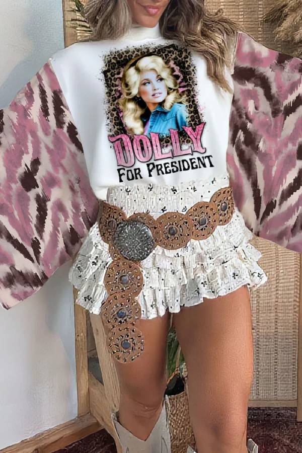 Dolly pink leopard print mixed T-shirt