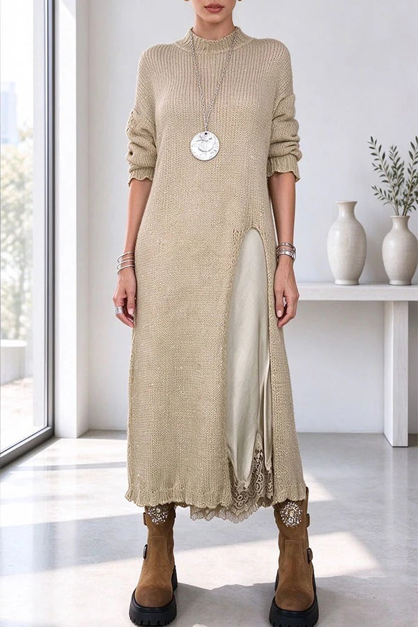 Clara Split-Hem Knit & Lace Set