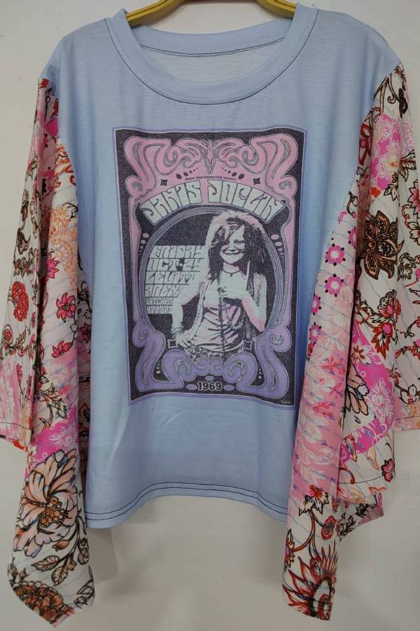 Vintage Print Sleeve Portrait Top