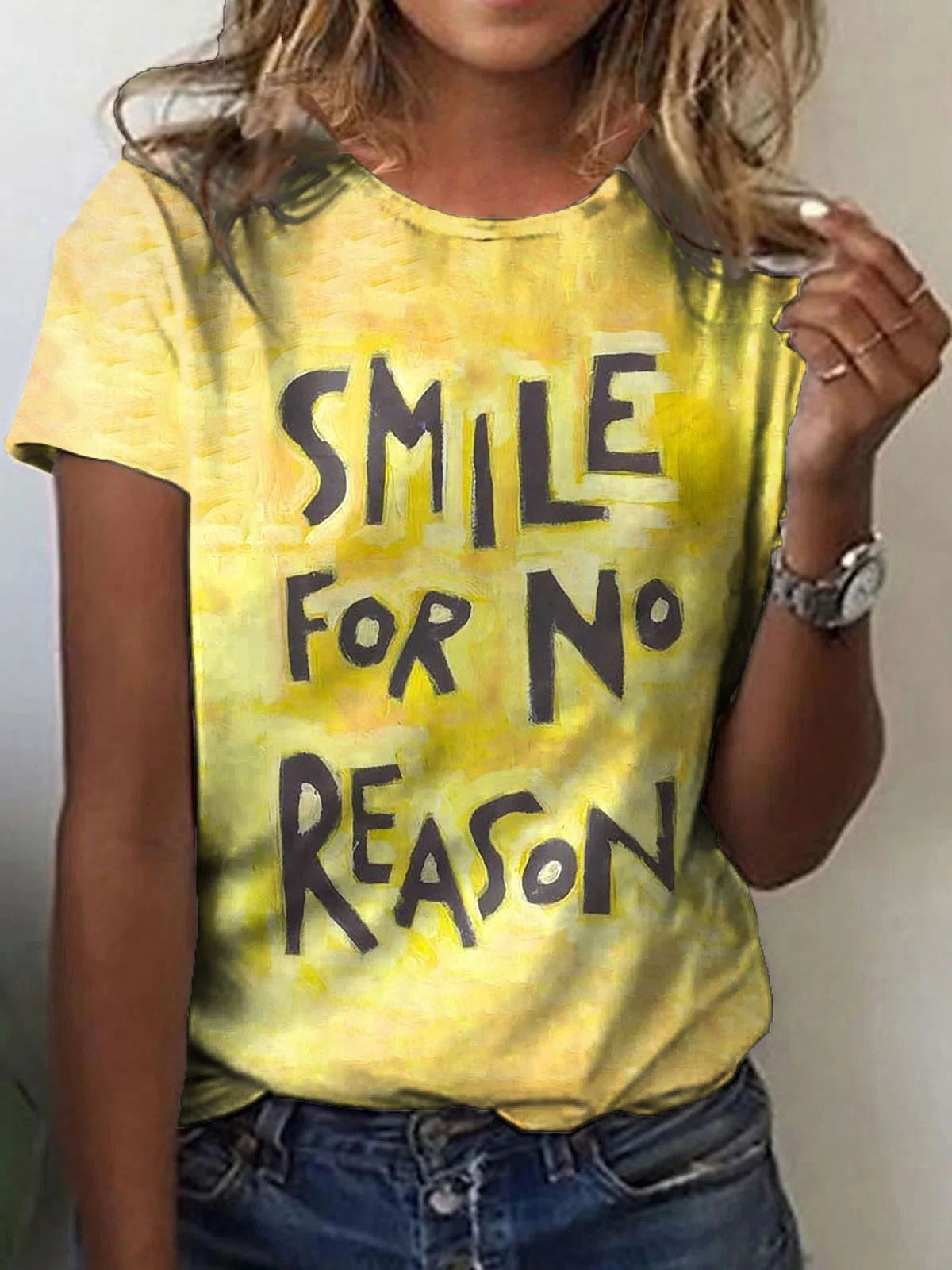 Women's Smile For No Reason Crew Neck T-Shirt