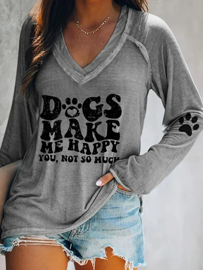 Women's Dogs Make Me Happy You, Not So Much Print T-Shirt