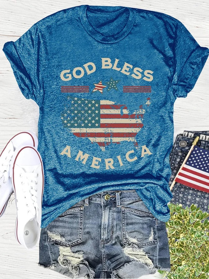 Women's Faith Letter Flag Print Fashion Gifts Letter Casual T-shirt