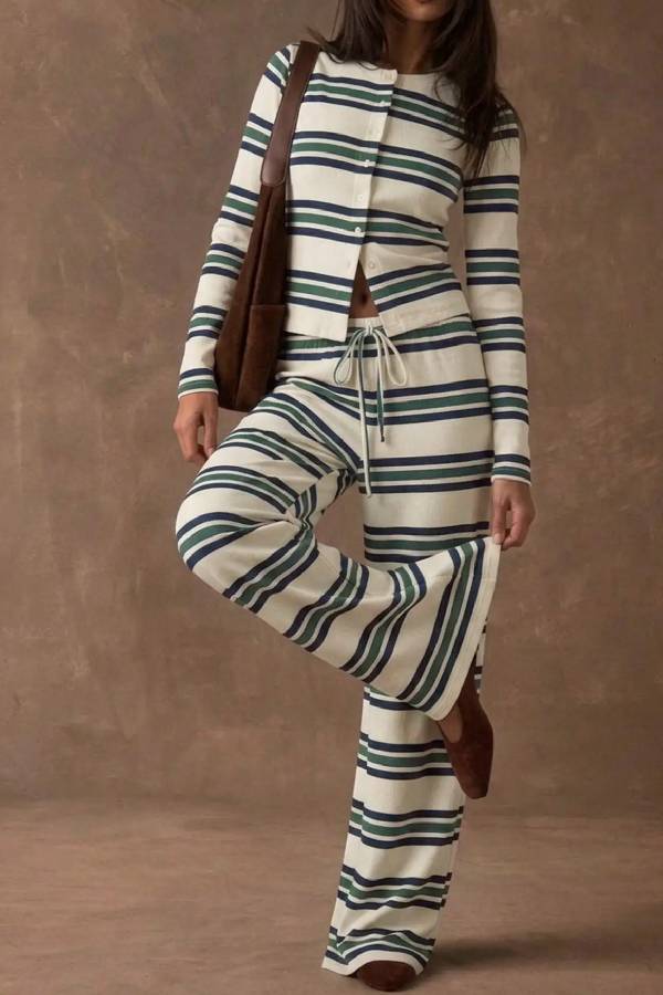 Vintage Stripe Flare Pant Set