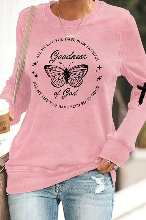 Women's Goodness Of God Butterfly Casual Sweatshirt