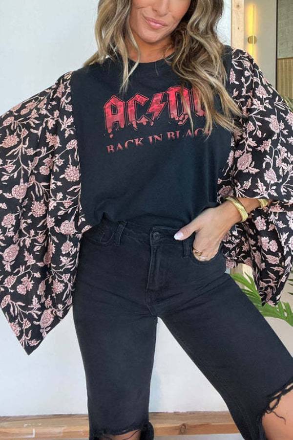 AC/DC Floral Kimono Top