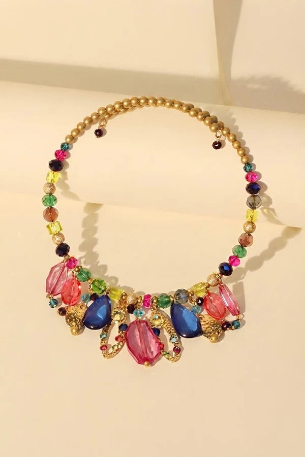 Multicolor Crystal Beaded Necklace