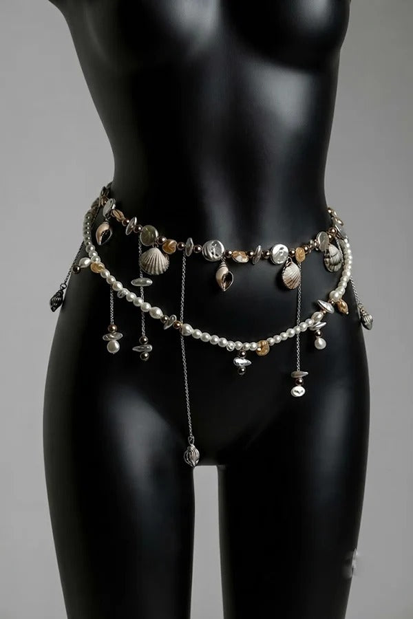 Pearl, Shell, and Conch Tassel Body Chain
